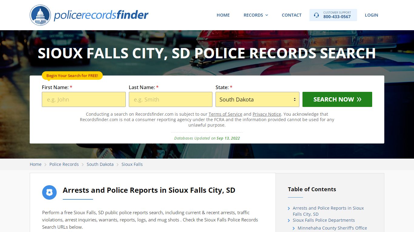 Sioux Falls, Lincoln County, SD Police Reports & Police Department Records