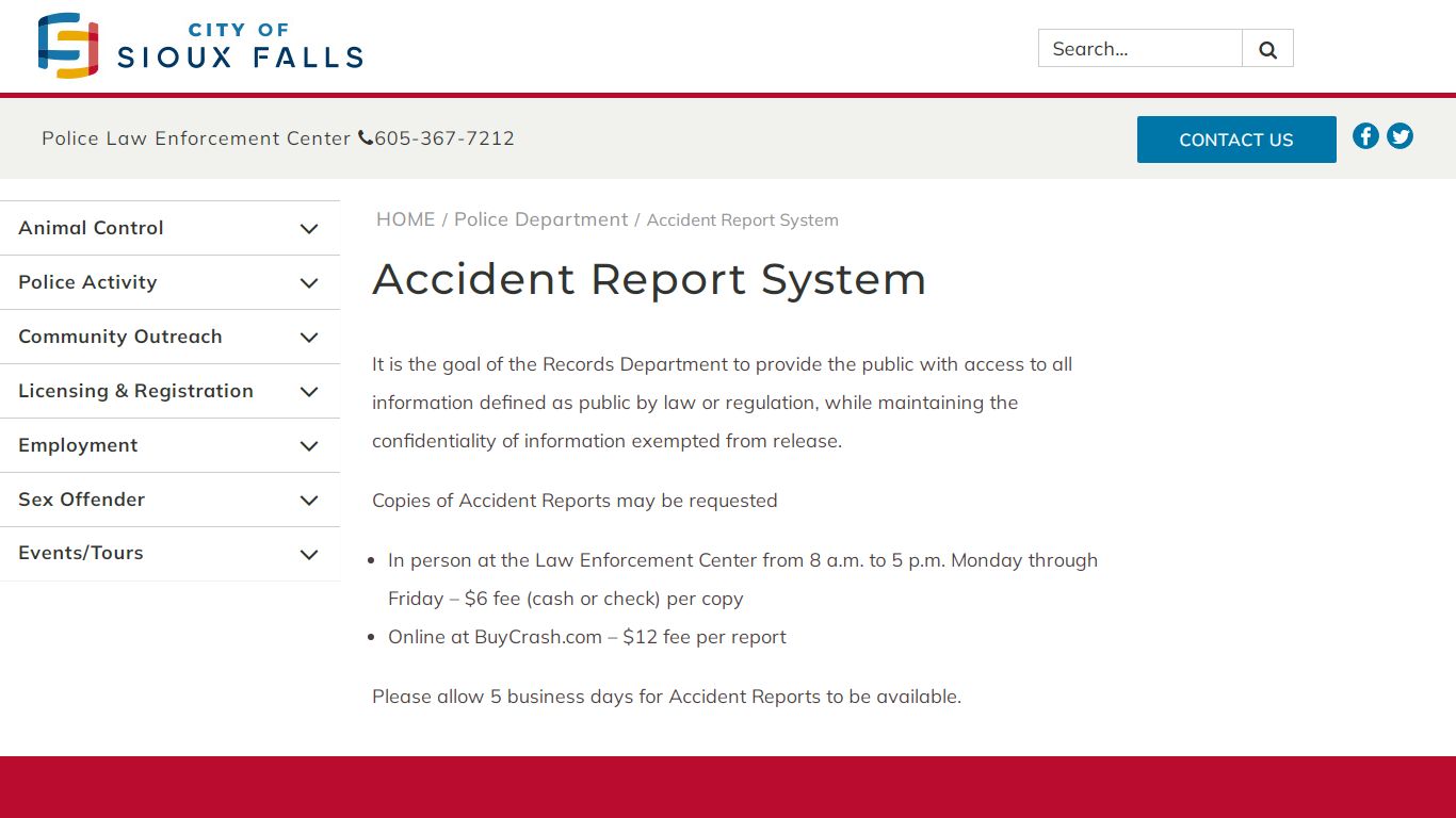 Accident Report System - City of Sioux Falls